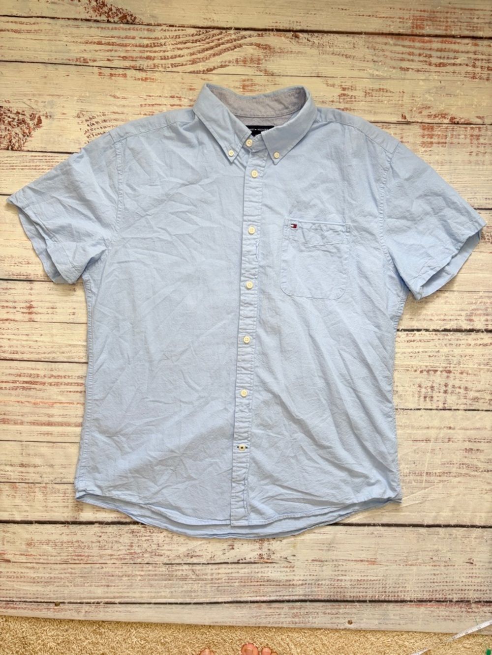 Tommy Hilfiger Light Blue Short Sleeve Button-Up Shirt